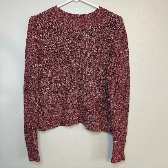 Banana Republic Sweaters - Banana Republic Womens Chunky Cropped Sweater Crew Neck Red White Black Mix